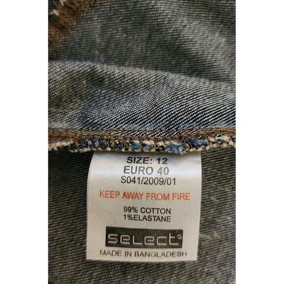 Select Womens Acid-Wash Denim Jacket Distressed Blue Streetwear UK12/US 8 - Picture 8 of 9